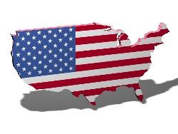 American flag set on the map of the USA