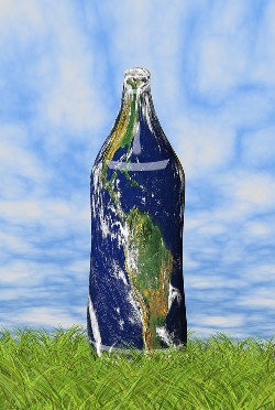 Blue eco friendly earth bottle