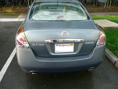 Nissan Altima Hybrid full rear view closeup by Codepo8 on Flickr