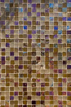 Recycled glass floor tiles in brown blue and violet colors