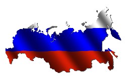 Russian flag set on the map of Russia